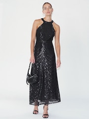 Religion Black Halterneck Beaded Sequin Midi Maxi Dress - Image 5 of 6
