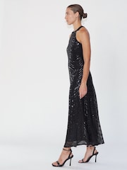 Religion Black Halterneck Beaded Sequin Midi Maxi Dress - Image 6 of 6