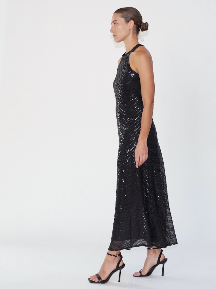 Schwarz - Religion Perlenbesticktes Midaxi-Kleid mit Neckholder und Paillettenbesatz - Bild 6 von 6 Schwarz - Religion Perlenbesticktes Midaxi-Kleid mit Neckholder und Paillettenbesatz - Bild 6 von 6