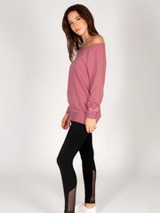 Pineapple Pink Womens Off Shoulder Longline Sweatshirt - Image 3 of 5