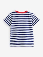 Navy Blue/White Stripe Bus Pocket T-Shirt (3mths-7yrs) - Image 2 of 2