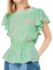Whistles Green Daisy Meadow Frill Sleeve Top - Image 1 of 4