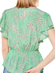 Whistles Green Daisy Meadow Frill Sleeve Top - Image 2 of 4