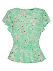 Whistles Green Daisy Meadow Frill Sleeve Top - Image 4 of 4