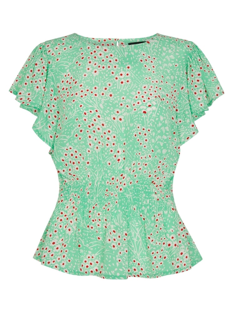 Whistles Green Daisy Meadow Frill Sleeve Top - Image 4 of 4