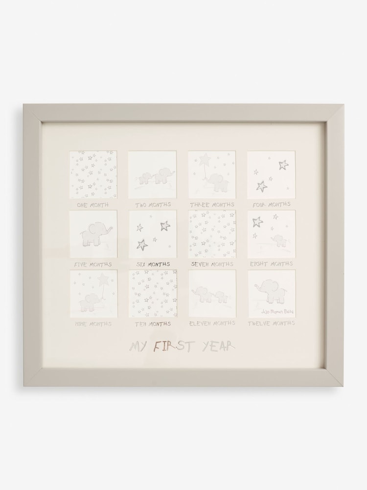 JoJo Maman Bébé Grey My First Year Photo Frame - Image 1 of 2