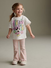 Cream Pink Stripe - Disney Mickey Mouse T-Shirt and Flare Leggings Set (3mths-7yrs) - Image 1 of 5