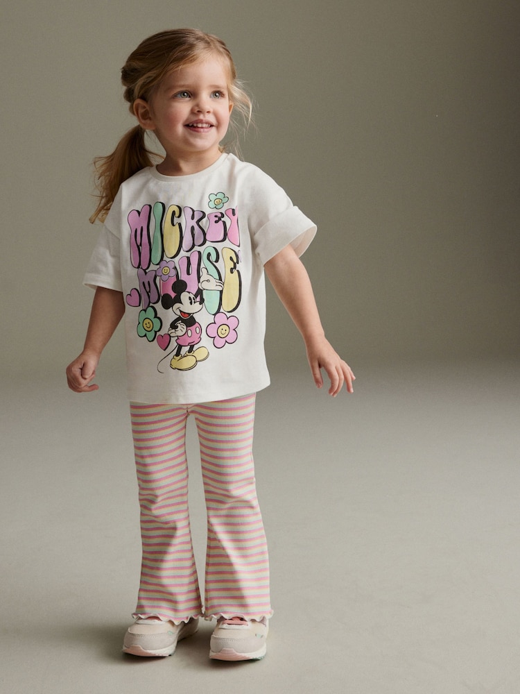 Cremefarbener, pinkfarbener Streifen - T-Shirt und Leggings im Set mit Disney Micky Maus (3M.–7J.) - Bild 1 von 5 Cremefarbener, pinkfarbener Streifen - T-Shirt und Leggings im Set mit Disney Micky Maus (3M.–7J.) - Bild 1 von 5