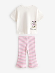 Cream Pink Stripe - Disney Mickey Mouse T-Shirt and Flare Leggings Set (3mths-7yrs) - Image 4 of 5
