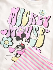 Cream Pink Stripe - Disney Mickey Mouse T-Shirt and Flare Leggings Set (3mths-7yrs) - Image 5 of 5