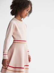 Reiss Pink Edith Knitted Striped Dress - Image 1 of 1