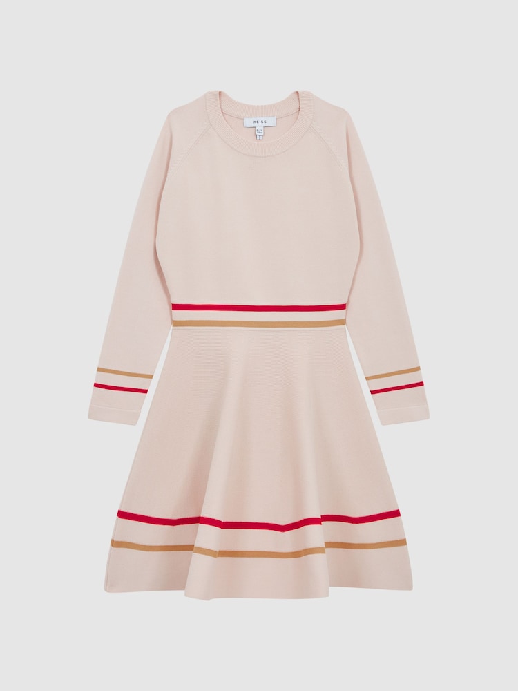 Reiss Pink Edith Knitted Striped Dress - Image 2 of 6 Reiss Pink Edith Knitted Striped Dress - Image 2 of 6