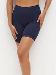 Navy Blue/White Cotton Blend Anti-Chafe Shorts 2 Pack - Image 1 of 4
