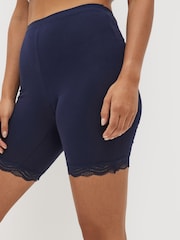 Navy Blue/White Cotton Blend Anti-Chafe Shorts 2 Pack - Image 3 of 4