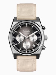 Accurist Mens Cream Origin Canvas Strap Chronograph Watch - Image 1 of 6