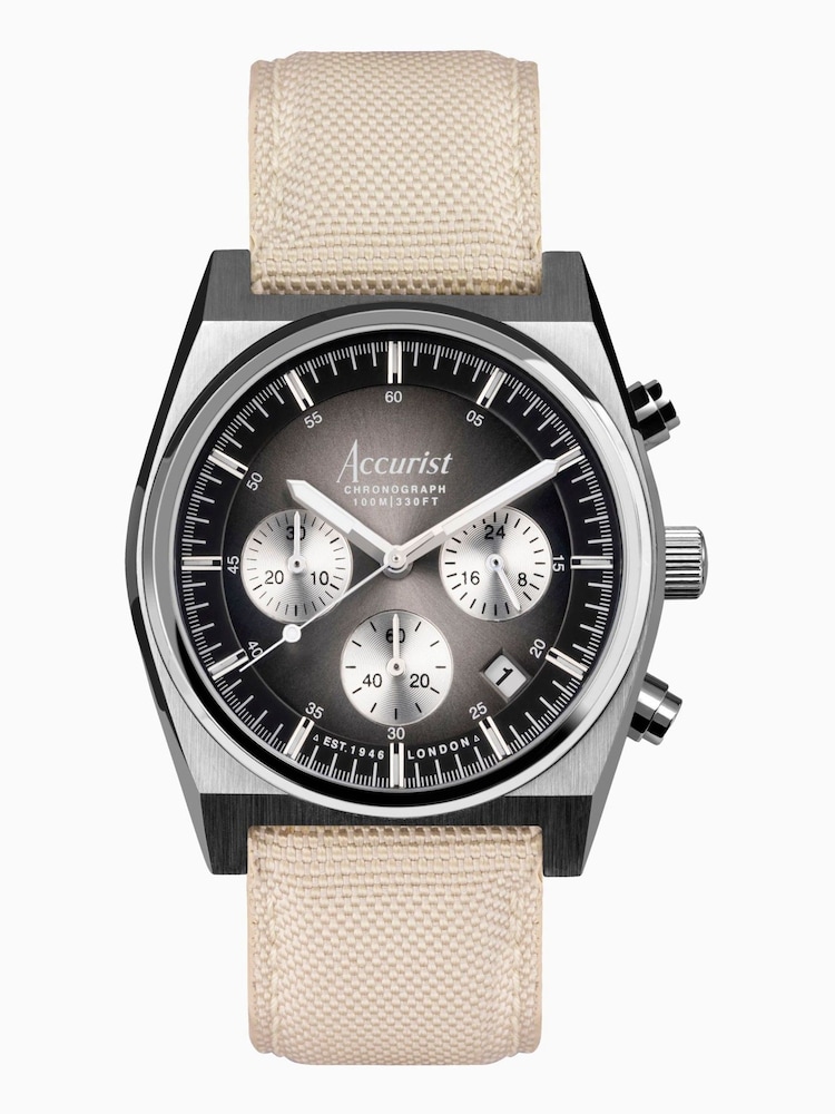 Accurist Mens Cream Origin Canvas Strap Chronograph Watch - Image 1 of 6