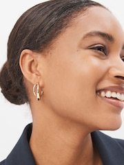 Gold Tone Crossover Hoop Earrings - Image 2 of 3