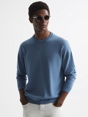 Reiss Blue Sparks Drop Shoulder Crew Neck Jumper - Image 1 of 7