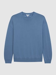 Reiss Blue Sparks Drop Shoulder Crew Neck Jumper - Image 2 of 7