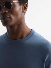 Reiss Blue Sparks Drop Shoulder Crew Neck Jumper - Image 4 of 7