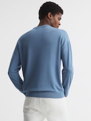 Reiss Blue Sparks Drop Shoulder Crew Neck Jumper - Image 5 of 7