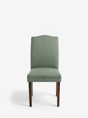 Set of 2 Soft Linen Look Dark Sage Green Malvern Light Wood Leg Dining Chairs - Image 2 of 8