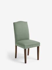 Set of 2 Soft Linen Look Dark Sage Green Malvern Light Wood Leg Dining Chairs - Image 3 of 8
