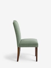 Set of 2 Soft Linen Look Dark Sage Green Malvern Light Wood Leg Dining Chairs - Image 4 of 8