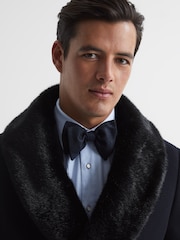 Reiss Navy Mandalay Double Breasted Faux Fur Shawl Collar Dinner Coat - Image 6 of 7