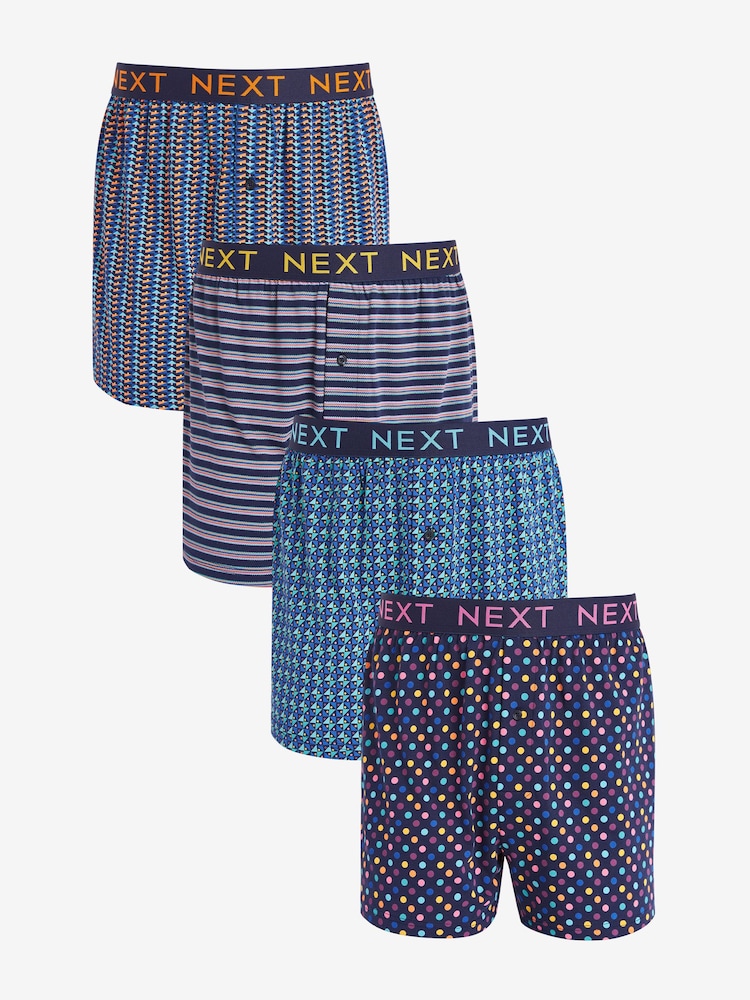 Navy Blue/Pink Spot Stripe 4 pack Boxers - Image 1 of 10