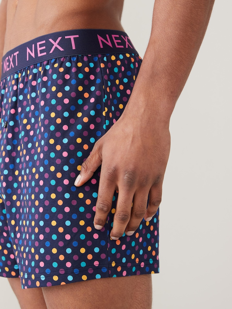 Navy Blue/Pink Spot Stripe 4 pack Boxers - Image 10 of 10