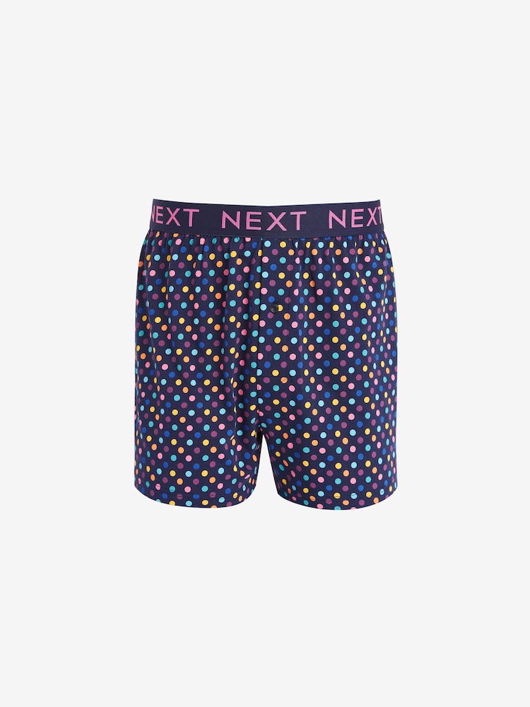 Navy Blue/Pink Spot Stripe 4 pack Boxers - Image 2 of 10