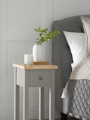 Dove Grey Malvern Paint Effect 1 Drawer Slim Bedside Table - Image 1 of 5