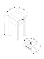 Dove Grey Malvern Paint Effect 1 Drawer Slim Bedside Table - Image 5 of 5