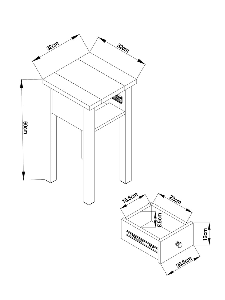 Dove Grey Malvern Paint Effect 1 Drawer Slim Bedside Table - Image 5 of 5