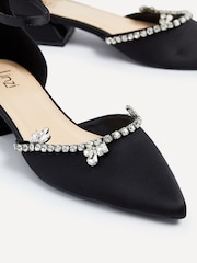 Linzi Black Lucia Court Style Low Block Heels With Diamante Trim - Image 4 of 5