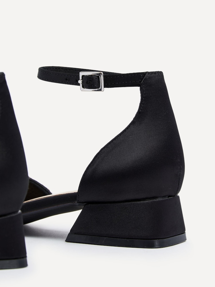Linzi Black Lucia Court Style Low Block Heels With Diamante Trim - Image 5 of 5