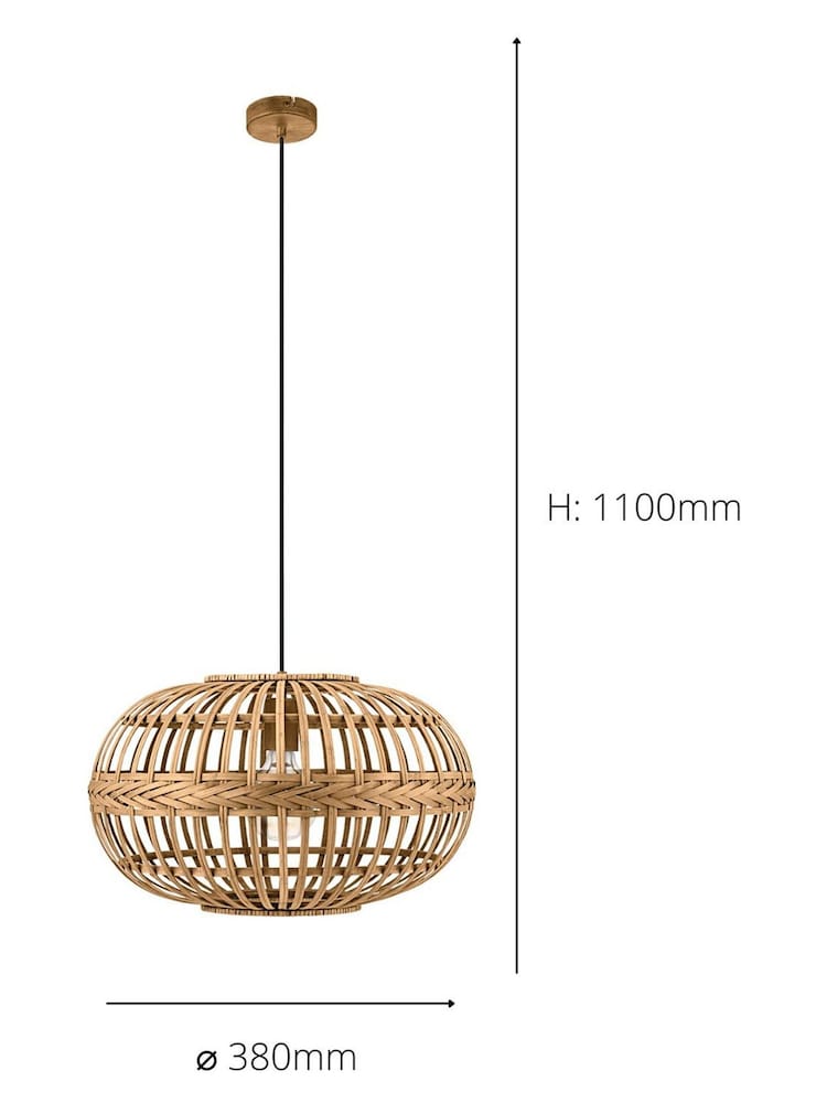 Eglo Natural Rattan Amsfield 1 Light Ceiling Light Pendant - Image 4 of 4