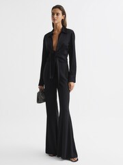 Reiss Black Gabby Tie-Front Shirt - Image 3 of 6