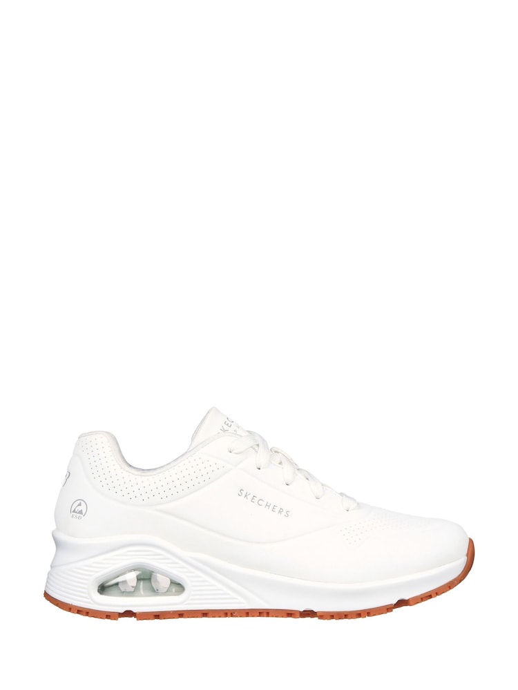 Skechers White Womens Uno Slip Resistant Work Trainers - Image 1 of 5