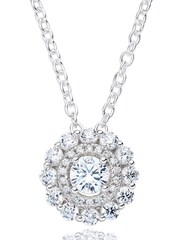 Beaverbrooks Sterling Silver Cubic Zirconia Double Halo Pendant - Image 1 of 3