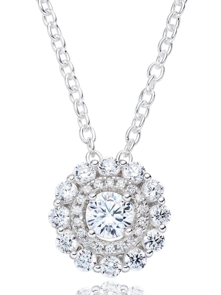 Beaverbrooks Sterling Silver Cubic Zirconia Double Halo Pendant - Image 1 of 3