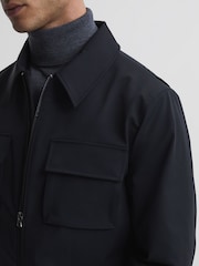 Reiss Navy Minardi Zip Through Belted Jacket - Image 4 of 7