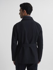 Reiss Navy Minardi Zip Through Belted Jacket - Image 5 of 7