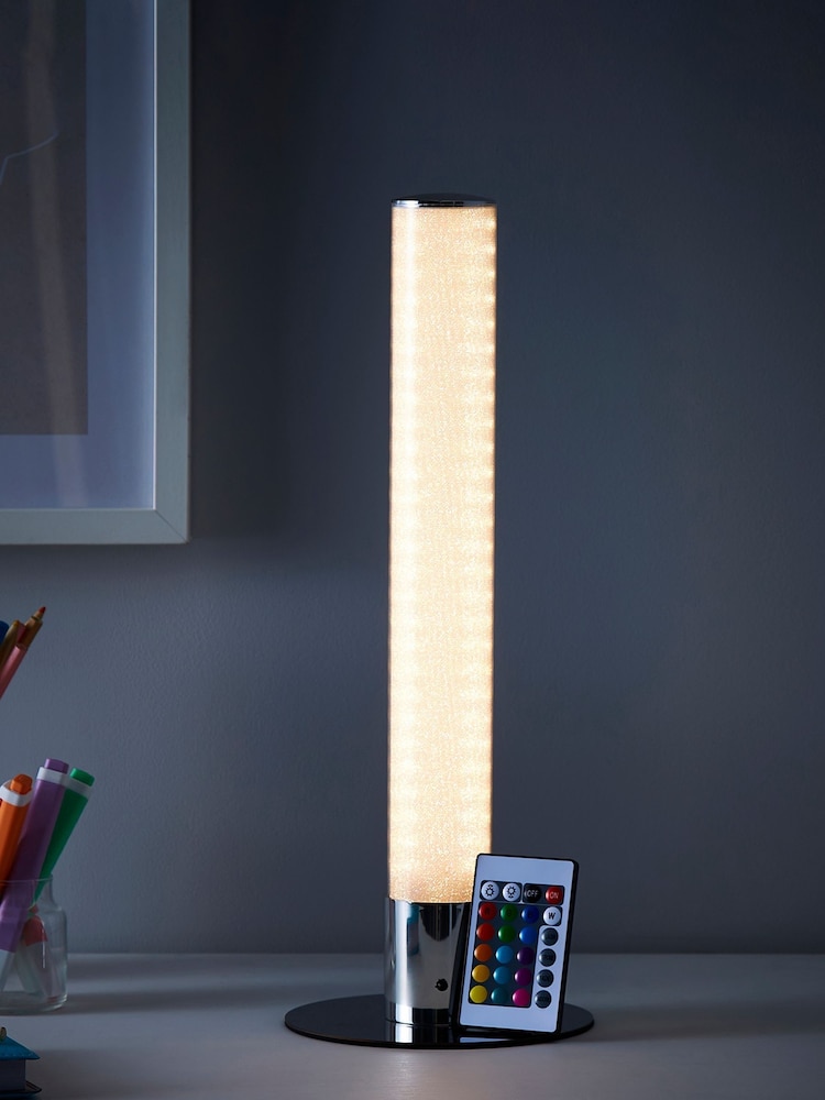 glow Chrome Shimmer Cylinder Table Lamp - Image 2 of 10