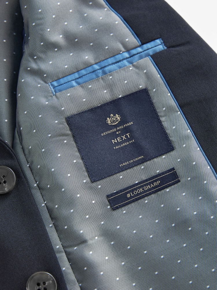 Navy Blue Tailored Fit Suit: Jacket (12mths-16yrs) - Image 6 of 6