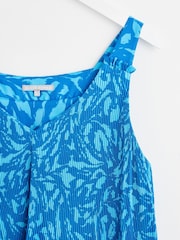 Oliver Bonas Blue Texture Print Strappy Midi Dress - Image 5 of 8