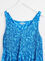 Oliver Bonas Blue Texture Print Strappy Midi Dress - Image 6 of 8