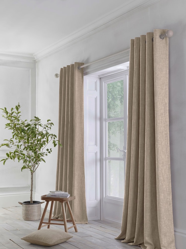 Appletree Natural Boucle Eyelet 100% Cotton Curtains - Image 1 of 3