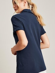 Joules Rylie Blue Short Sleeve Frill Collared Polo Shirt - Image 2 of 6
